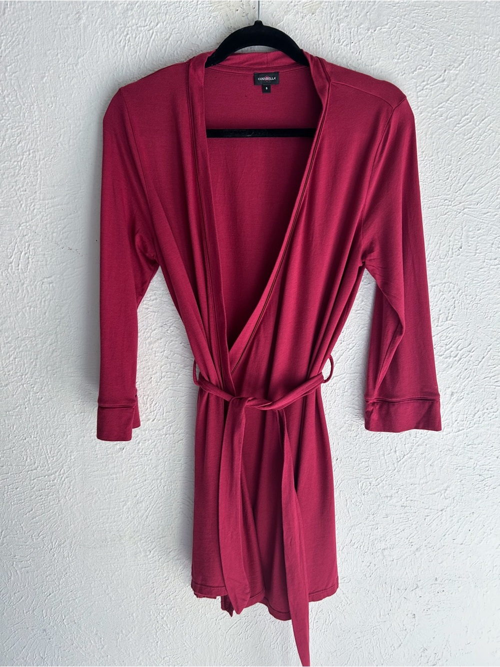 Cosabella Raspberry Red Pima Cotton Modal Wrap Robe Small - Picture 2 of 7